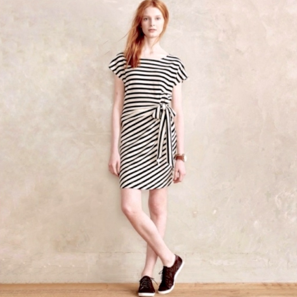 Anthropologie Saturday Sunday Black & White/Cream Striped Casual Dress